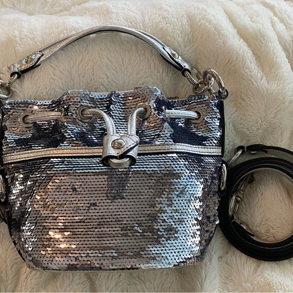 Coach Poppy Silver Sequin Women's Bag - Picture 2 of 10